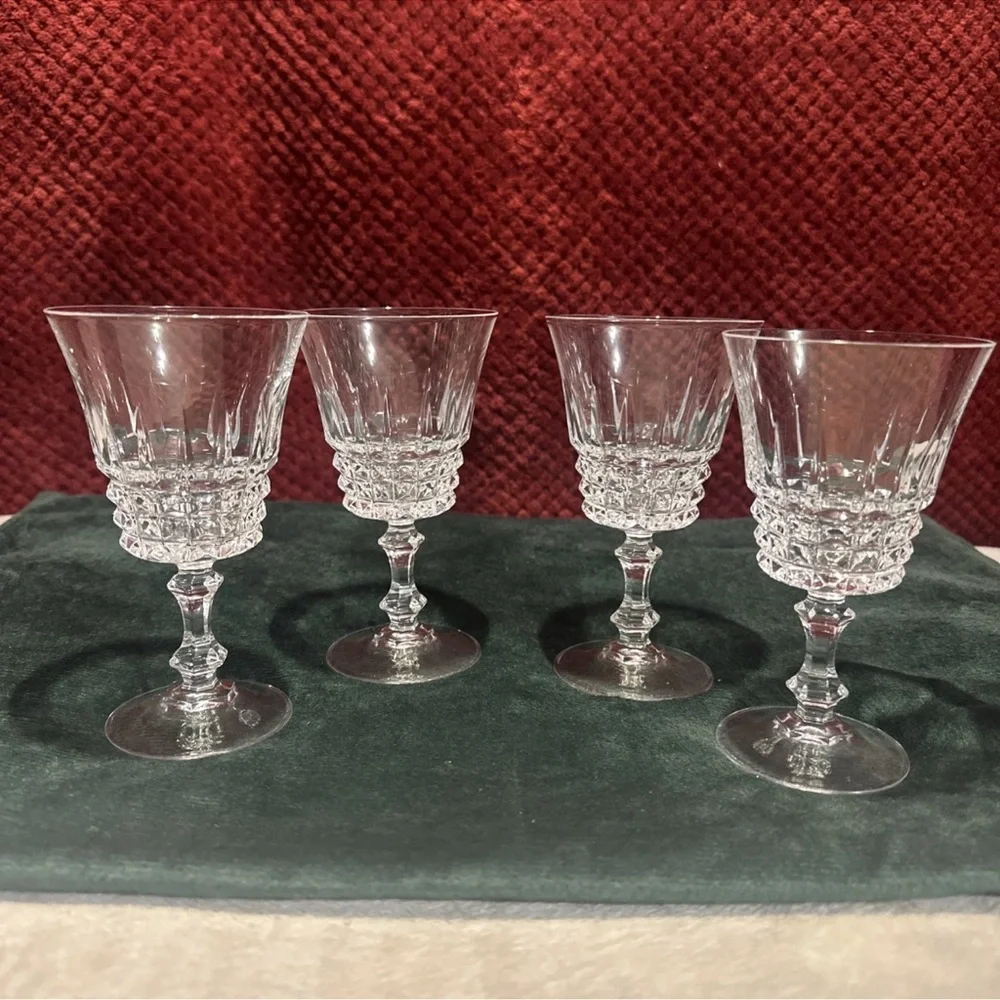 CRISTAL D'ARQUES 4 Crystal Wine Glass Tuilleries Villandry Durand VTG 5.25x3